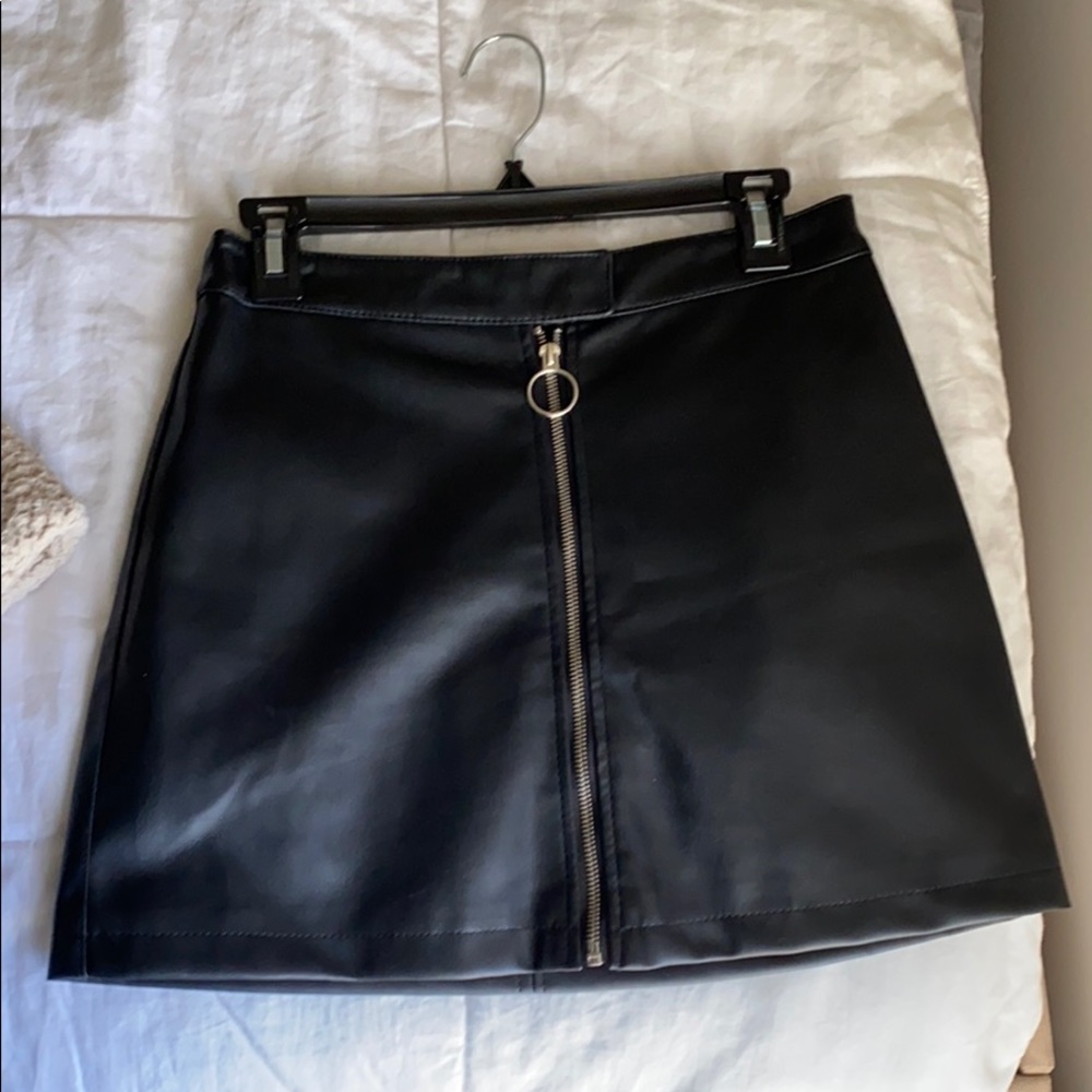 High waist leather skirt